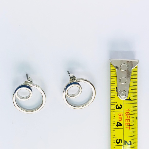 New! Silver Hoop Layered Studs Earrings - Picture 3 of 3